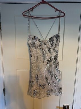 White For Love and Lemons Lace and Sequins Dress